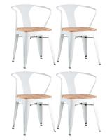 Стул TOLIX ARM WOOD белый глянцевый + светлое дерево 4 шт.