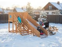 Деревянная зимняя горка "IgraGrad Snow Fox", скат 4 м