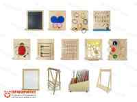 Набор тактильно-развивающих панелей «Счастливое детство» (10 панелей + настенное основание, напольное основание, система хранения)