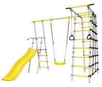 Дачный комплекс "Богатырь" + ПЛАСТИКОВЫЕ качели Romana 103.07.06 (серый/жёлтый)