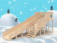 Детская деревянная зимняя горка "IgraGrad Snow Fox", скат 5,9 м без окраски