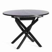 Стол MANZANA ЛДСП/HPL/металл, 100 х 100+30 х 75 см, Мрамор чёрный/чёрный