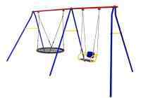 Качели дачные "Пионер 2Д" двойные качели цепные со спинкой+ качели "Паутина" 100 см PS-302
