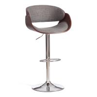 Барный стул LANDO (mod.4036) металл/дерево/ткань, 59х51х93-114 см, высота сиденья 62-83 см, серый/орех/хром, Aimcasa 28
