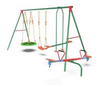 Детский комплекс DFC MULTIPLAY качели: планер, верёвочные, гнездо и балансир