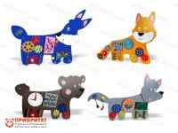 Набор бизибордов «Лесные жители» №2 (заяц, лиса, волк, медведь)