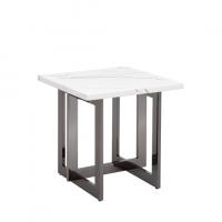 Журнальный столик Нэйтан 61*61 белый мрамор сталь темный хром