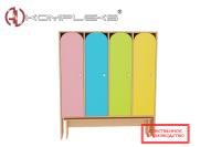 Шкаф для детской одежды 4-х секционный с лавочкой «AVKompleks Радуга 3»