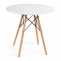 Стол CINDY NEXT (mod. 70-80 MDF) металл/мдф/бук, D70х75см, белый/натуральный