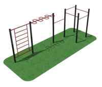 Комплекс для воркаут - 5 турников, шведская стенка, рукоход зигзаг (столб 80х80мм, фланцы)
