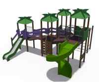 Игровой комплекс (серии джунгли с металлическим скато Н-1200 и винтовым скатом Н-2000 мм) ДИО 10017