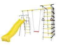 Дачный комплекс "Богатырь MAX" + ФАНЕРНЫЕ качели Romana 103.07.07 (серый/жёлтый)