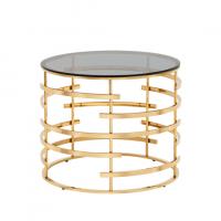 Журнальный столик Инфлюэнс 60*60 стекло smoke сталь золото