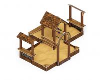 Песочный дворик двойной большой с навесом Домик (Коричневый) - ИО 6.01.03-02