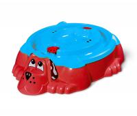 Детская пластиковая песочница мини-бассейн "Собачка с крышкой" PalPlay 432 (красный/голубой)