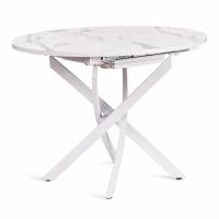 Стол MANZANA ЛДСП/HPL/металл, 100 х 100+30 х 75 см, Мрамор светлый/белый