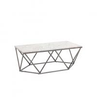 Журнальный столик Авалон 122*66 серый мрамор сталь темный хром