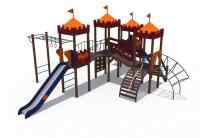 Детский игровой комплекс серии империя "Замок 4" с лазом, металлический скат Н-1200 и 1500 ДИО 02043