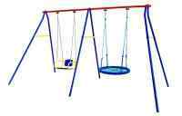 Качели дачные "Пионер 2" двойные качели цепные со спинкой + качели гнездо 76 см. (сетка)