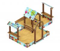 Песочный дворик двойной большой с навесом Домик (Коты) - ИО 6.01.03-03