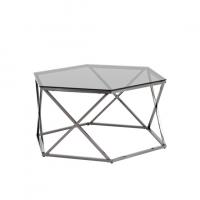 Журнальный столик Круз 93*80 стекло smoke сталь темный хром