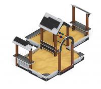 Песочный дворик двойной большой с навесом Домик (Техно) - ИО 6.01.03-04