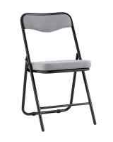Складной стул Джонни велюр серый каркас черный матовый