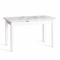 Стол ALIGERY ЛДСП/HPL/опора-массив березы , 130 х 75+30 х 75 см, Мрамор светлый/белый