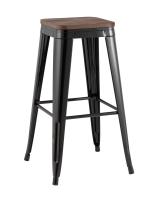 Стул барный TOLIX черный глянцевый + темное дерево KD