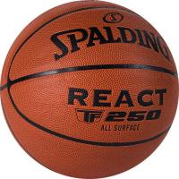 Мяч баскетбольный SPALDING TF-250 React 76967z, р.7, композит. кожа (ПУ), коричнево-черный