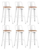 Стул барный TOLIX со спинкой белый глянцевый + светлое дерево 6 шт.