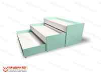 Кровать детская трехъярусная Сладкие сны выкатная (выдвижная) мятная