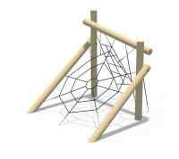 Спортивно-игровой комплекс  с переходами выполнен, из древесины вида Робиния с защитной пропиткой (в виде канатной стенки-лаза)  