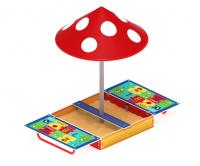 Песочница с крышкой средняя и навесом Грибок (Арифметика) - ИО 5.01.10-03