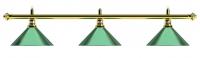 Лампа на три плафона "Evergreen" (золотистая штанга, зеленый плафон D35см)