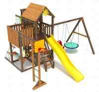 Детская площадка IgraGrad Панда Фани с балконом мод.1 и трубой 2.1м