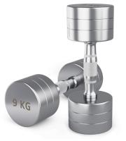 Гантель UNIX Fit PRO круглая хромированная 9 кг, 2 шт.