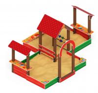 Песочный дворик двойной большой с навесом Домик (Ракушки) - ИО 6.01.03-01