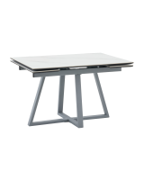 Стол Керас 120-180/80/75 столешница МДФ16/керамика Snow white подстолье металл серый