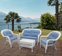 Плетеный комплект для отдыха из искусственного ротанга  LV-520 White/Blue