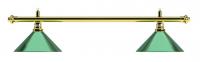Лампа на два плафона "Evergreen" (золотистая штанга, зеленый плафон D35см)