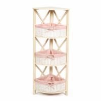 Угловая этажерка Secret de Maison ANGULAIRE 3 ( mod. PE-04 ) paulownia, мдф, 34x34x123см, butter white (слоновая кость), ткань - красная клетка