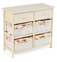 Комод с 2 ящиками Secret De Maison BANC ( mod. 4312 ) paulownia, мдф, 70x32x65см, butter white (слоновая кость), ткань -розочки