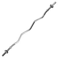 Гриф для штанги TORRES EZ изогнут. W-образн., арт.PL5033, d25 мм, 118 см, сталь, замок-гайка, хром