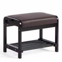 Обувница AX-1021 дерево береза/экокожа, 35х53х45 см, дерево: венге #9, экокожа темно-коричневая