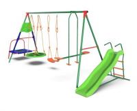 Детский комплекс DFC MULTIPLAY качели: планер, верёвочные, гнездо; мини-батут и горка