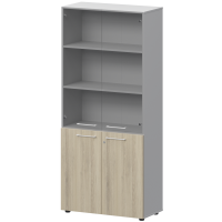 Шкаф высокий закрытый с стеклом СМШ58.28F.38SМ(Б) Кронберг/Белый F0000038136
