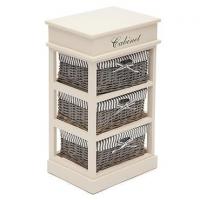 Тумба с 3 корзинами и ящиком Secret De Maison OUVERTURE 3 ( mod. 4336 ) paulownia, мдф, 38x28x69см, butter white (слоновая кость), ткань -в полоску