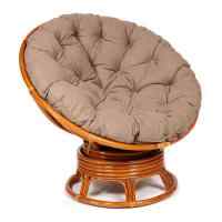 Кресло-качалка PAPASAN/ПАПАСАН w 23/01 B /с подушкой/ 115х78х104 см, Cognac (коньяк), экошерсть Коричневый, 1811-5