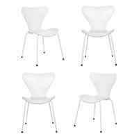 Комплект из 4-х стульев Seven Style белый с белыми ножками